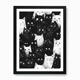 Perfectly Repeatable Artwork With Cute Cat Faces 02 Art Print