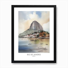 Rio De Janeiro Brazil Watercolour Travel Poster Art Print