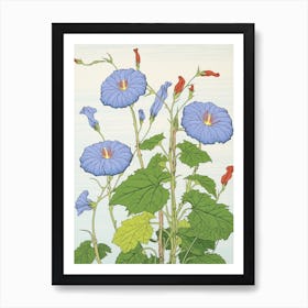 Asagao Morning Glory 4 Vintage Japanese Botanical Art Print