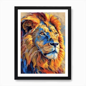 Southwest African Lion Portrait Close Up Fauvist Painting 1 Art Print