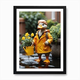 Duck In The Rain Art Print