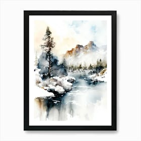 Watercolor Of A River 2 Art Print