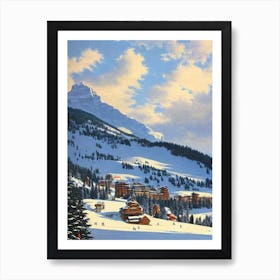 Avoriaz, France Ski Resort Vintage Landscape 1 Skiing Poster Art Print