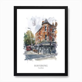 Havering London Borough   Street Watercolour 7 Poster Art Print