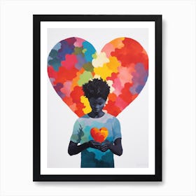 Person Holding A Heart With Heart In The Background Art Print