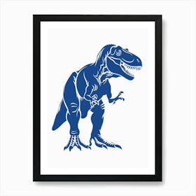 Blue T Rex Block Colour Art Print