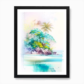 Seychelles Seychelles Watercolour Pastel Tropical Destination Art Print