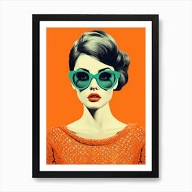 Hipster Crochet Illustration Orange 3 Art Print