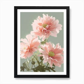 Dahlia Flowers Acrylic Painting In Pastel Colours 9 Art Print