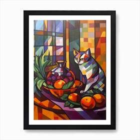 Heather With A Cat 1 Cubism Picasso Style Art Print