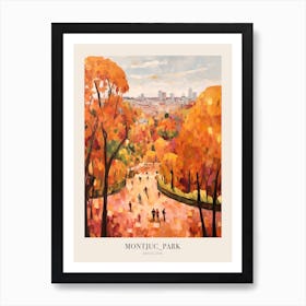 Autumn City Park Painting Montjuc Park Barcelona 1 Poster Art Print