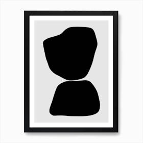 Minimalist Black And White Silhouette Of A Rock Art Print