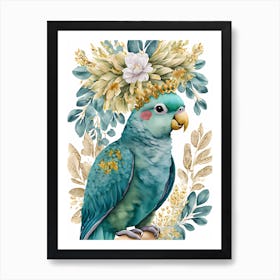 Floral Cute Parrot Watercolor (4) Art Print