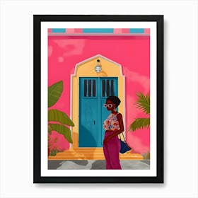 Cartagena Life Pink Plant Lover Woman Art Print