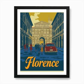 Aihrgdesign A Retro Travel Poster For Florence Featuring The Art Print