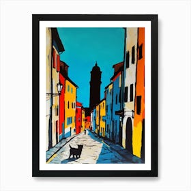 Painting Of A Florence With A Cat In The Style Of Of Pop Art 2 Art Print