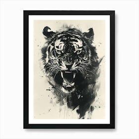 Badass Angry Tiger Ink Painting 6 Art Print