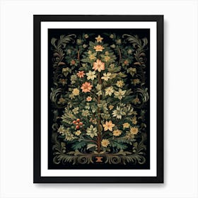 William Morris Style Christmas Tree 16 Art Print