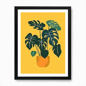 Philodendron Plant Minimalist Illustration 7 Art Print