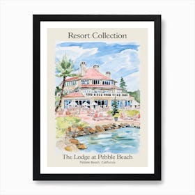 Poster Of The Lodge At Pebble Beach   Pebble Beach, California   Resort Collection Storybook Illustration 1 Art Print