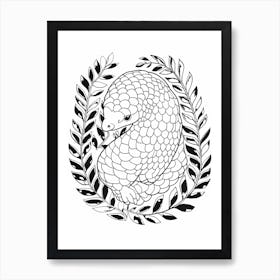 Line Art Jungle Animal Sunda Pangolin 1 Art Print