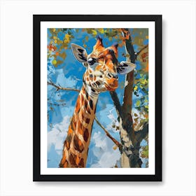 Giraffe In The Tree Branches 2 Art Print