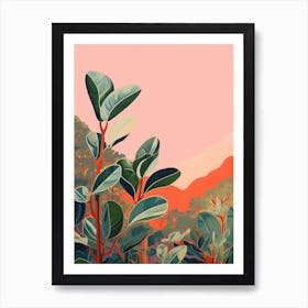 Boho Plant Painting Rubber Tree Ficus 5 Art Print