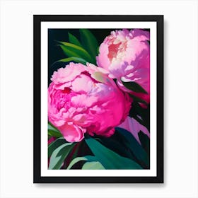 Festiva Maxima Peonies Pink Colourful Painting Art Print