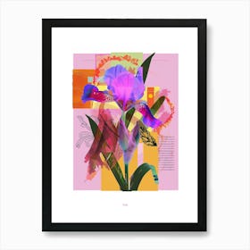 Iris 3 Neon Flower Collage Poster Art Print