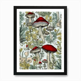 Mushroom Pattern nature flora Art Print