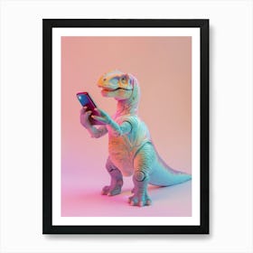 Pastel Toy Dinosaur On A Smart Phone 2 Art Print