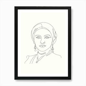 Portrait Of A Woman Hand Drawing Line Art 8 Art Print