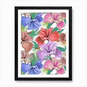 Pastel Iris Flowers Art Print