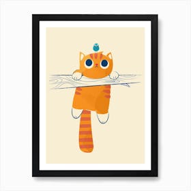 Fat Cat, Little Bird Art Print