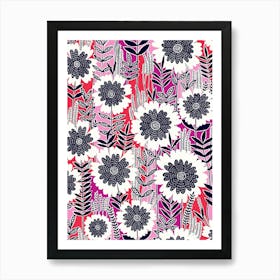 Retro Garden - Pink Art Print