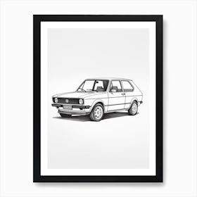 Volkswagen Golf Line Drawing 10 Art Print