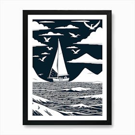 Sailboat In The Sea Art Print