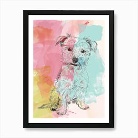 Pastel Norfolk Terrier Dog Line Illustration 1 Art Print