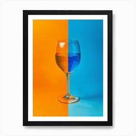 Blue And Orange Wine Glass Art Print