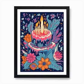 Birthday Cake Illustration 9 Art Print