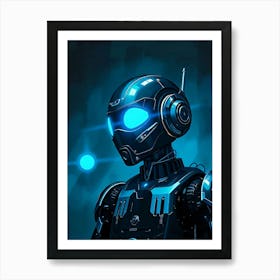 Robot In Metal Gloss - Diverse Art Illustration 41 Art Print