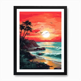 Sunkissed Painting Of Crane Beach Barbados 2 Art Print
