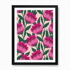 Pink Flowers Art Print Art Print