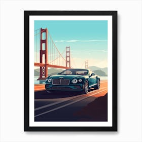 A Bentley Continental Gt In The Pacific Coast Highway Car Illustration 1 Art Print