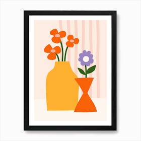 Colorful Flower Vases Print Art Print