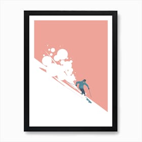 Downhill ski in pink Art Print