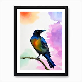 Raven 2 Watercolour Bird Art Print