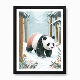 Giant Panda Walking Through A Snow Covered Forest Storybook Illustration 1 Art Print