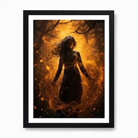 Woman in lights Art Print