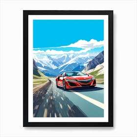 A Acura Nsx In The Route Des Grandes Alpes Illustration 3 Art Print